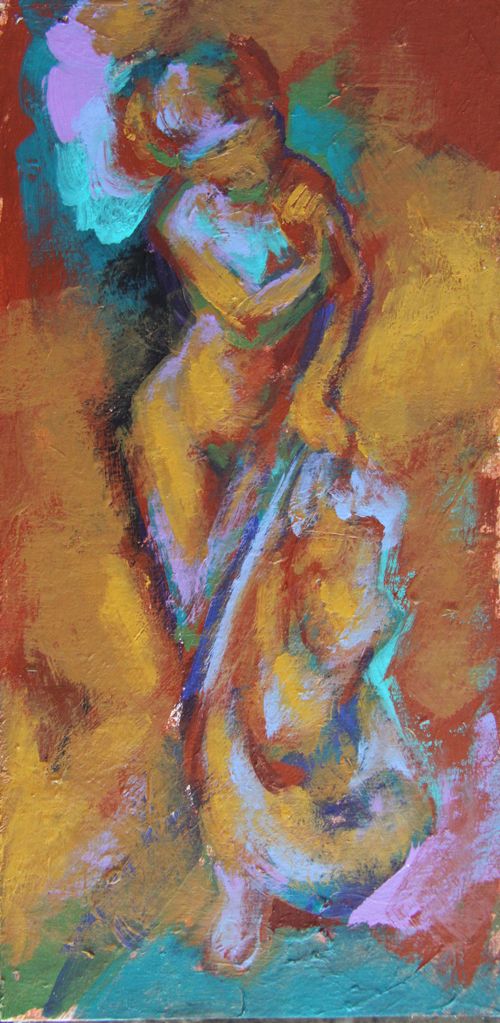 Original Art Veil Scarf Female Nude 12" x 6" Dancer Acrylic Painting Julia Trops Original Art Veil Scarf Female Nude 12" x 6" Dancer Acrylic Painting Julia Trops