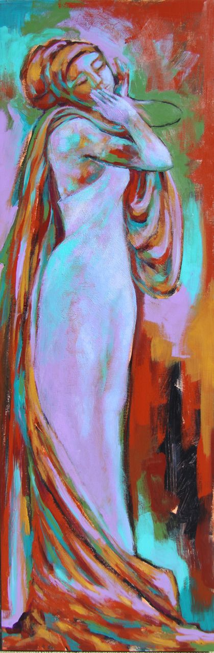 Female Dancer Lavender Acrylic Painting Earthy Expressionist Trops Female Dancer Lavender Acrylic Painting Earthy Expressionist Trops