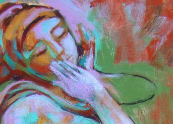 Female Dancer Lavender Acrylic Painting Earthy Expressionist Trops Female Dancer Lavender Acrylic Painting Earthy Expressionist Trops