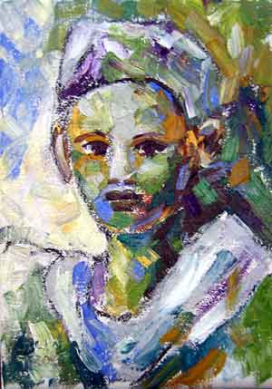 South African Botswana Female Traditional Expressive Oil Painting Canadian South African Botswana Female Traditional Expressive Oil Painting Canadian