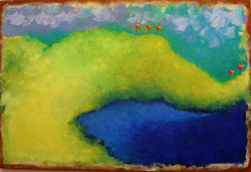 Abstract Art Landscape Mountain Tree Pond Lake Fantasy Dream Huge 4`x6` Canadian Artist Julia Trops Abstract Art Landscape Mountain Tree Pond Lake Fantasy Dream Huge 4`x6` Canadian Artist Julia Trops
