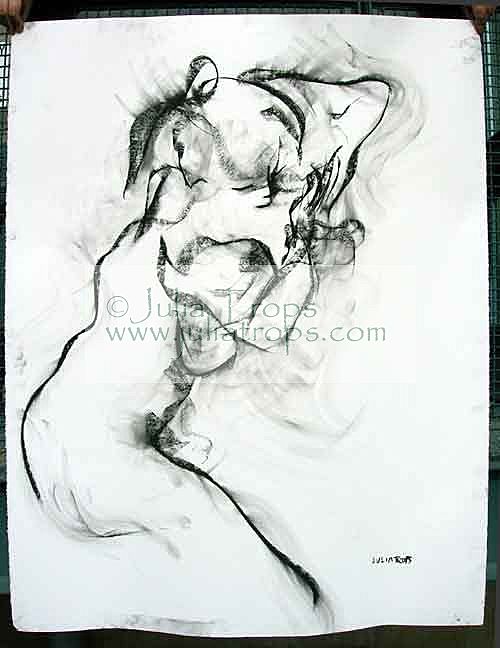 Huge Charcoal Graphite Original Drawing Female Julia Trops Canadian Artist Huge Charcoal Graphite Original Drawing Female Julia Trops Canadian Artist