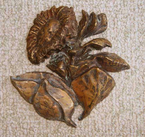 Bronze Medallion Sunflower Flower Sculpture Canadian Artist Julia Trops Bronze Medallion Sunflower Flower Sculpture Canadian Artist Julia Trops