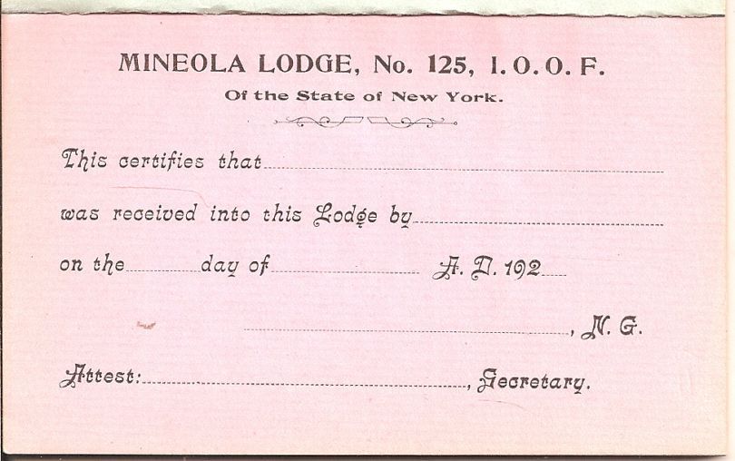 Mineola, N.Y. Odd Fellows Lodge No. 125 By-Laws 1921 Mineola, N.Y. Odd Fellows Lodge No. 125 By-Laws 1921