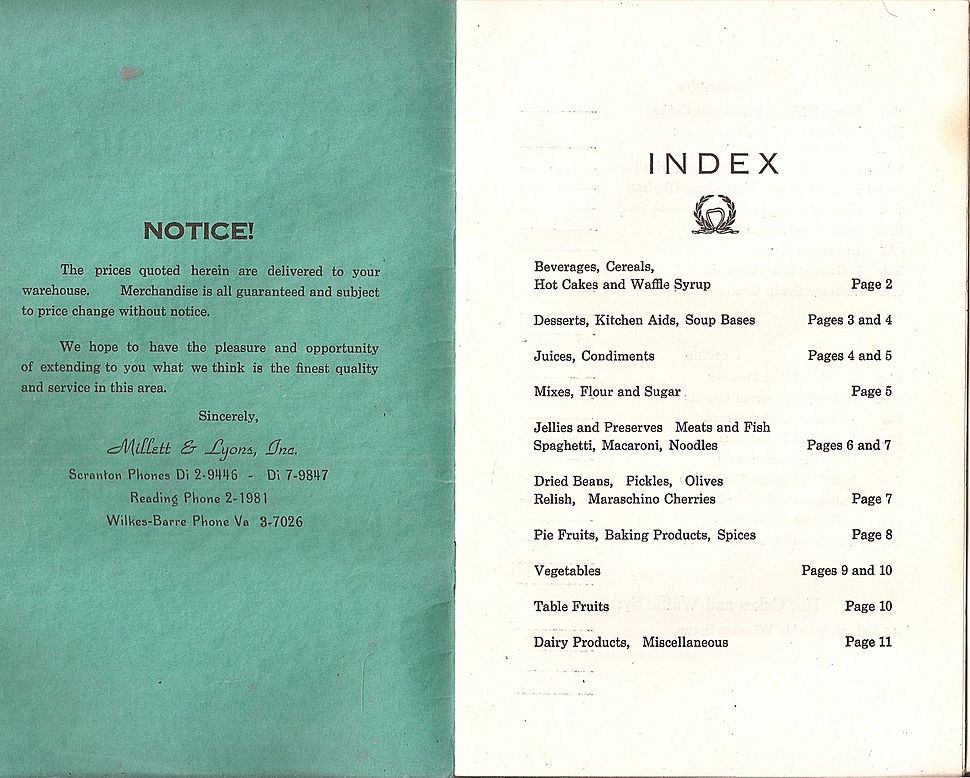 Scranton, Pa Wholesale Foods Order Catalog c. 1950's Scranton, Pa Wholesale Foods Order Catalog c. 1950's