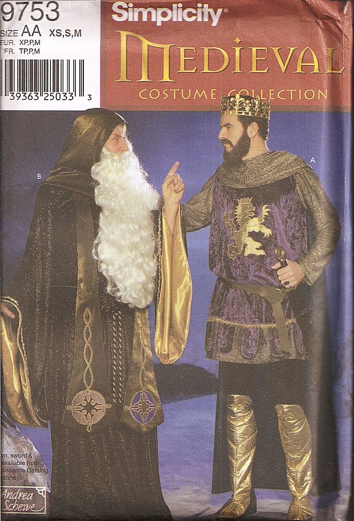 Simplicity Medieval Costume Pattern # 9753 ~ Men's Simplicity Medieval Costume Pattern # 9753 ~ Men's