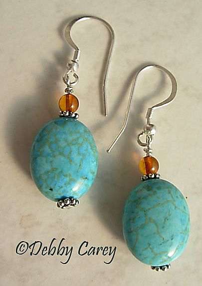 Chinese Turquoise & Baltic Amber Earrings Chinese Turquoise & Baltic Amber Earrings