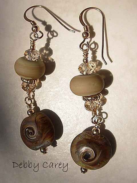 Lampwork, Swarovski & 14K Gold Fill Earrings Lampwork, Swarovski & 14K Gold Fill Earrings