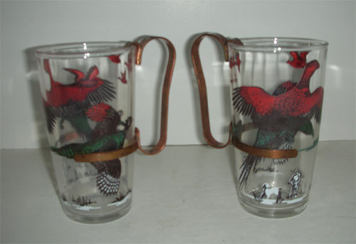 Pheasant glasses with brass metal handles Pheasant glasses with brass metal handles