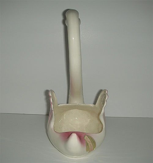 Maddux white swan planter w/ label pink accents Maddux white swan planter w/ label pink accents