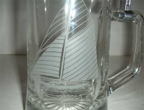 Glass sailboat Old Spice mug Glass sailboat Old Spice mug