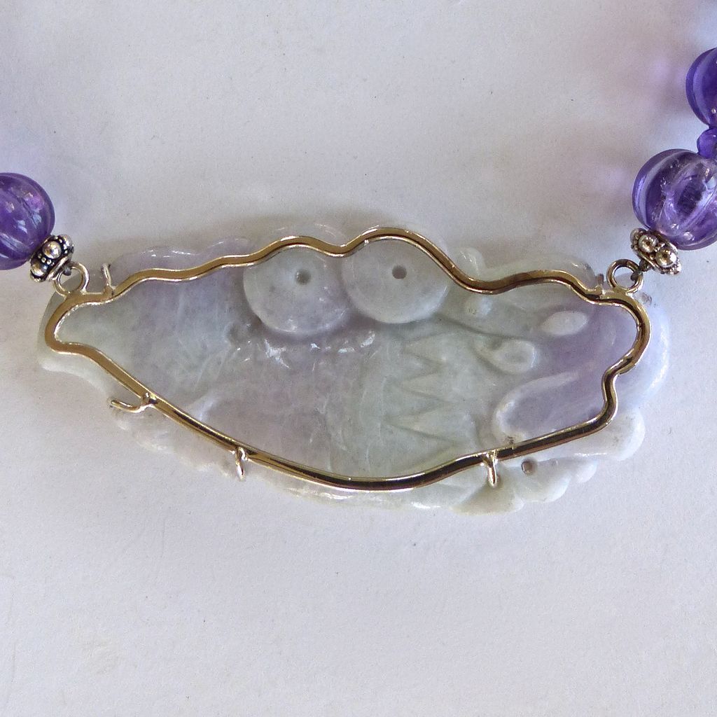 Lavender Jade Dragonfish, Amethyst Necklace Lavender Jade Dragonfish, Amethyst Necklace