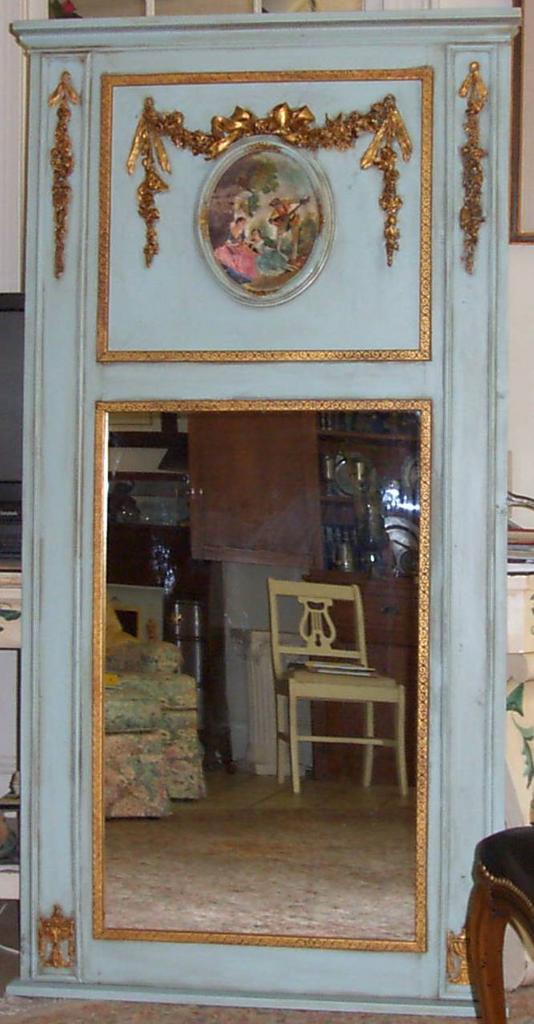 Trumeau Mirror - handpainted -gold leaf onlay Trumeau Mirror - handpainted -gold leaf onlay