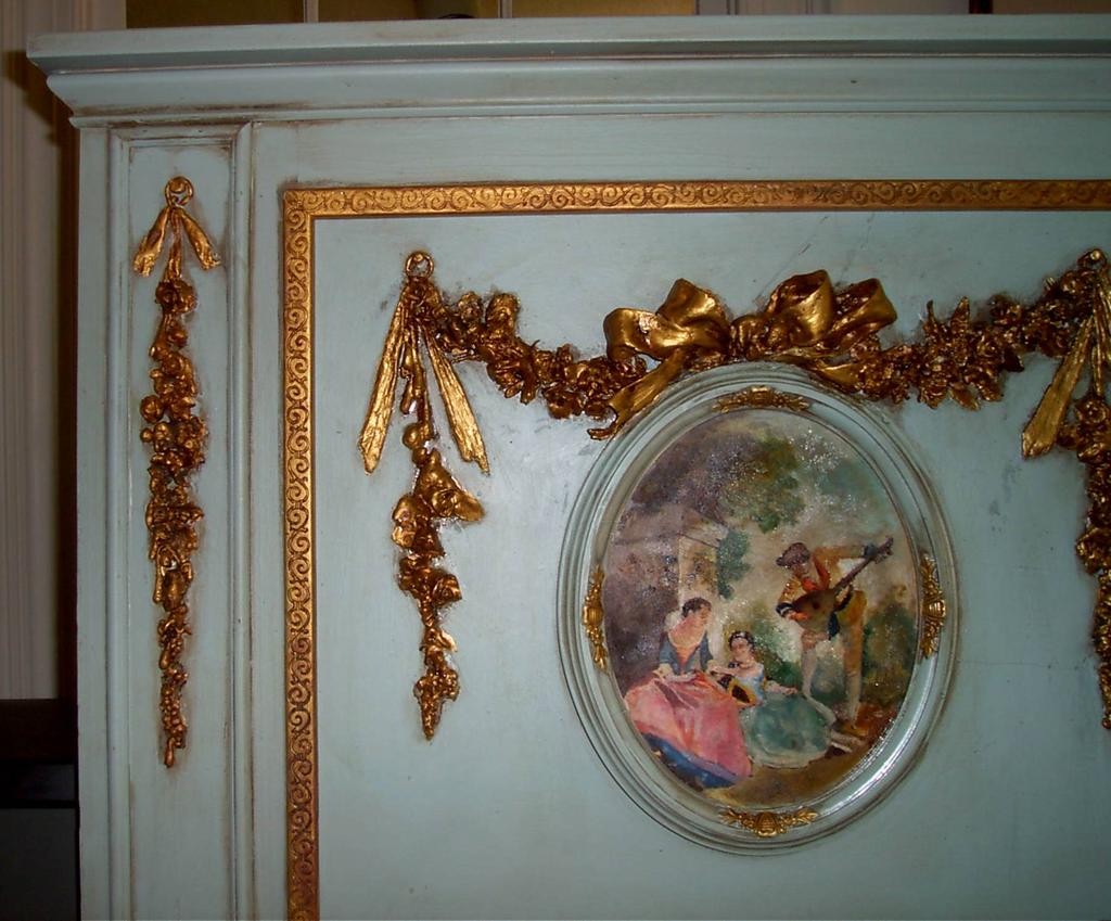 Trumeau Mirror - handpainted -gold leaf onlay Trumeau Mirror - handpainted -gold leaf onlay