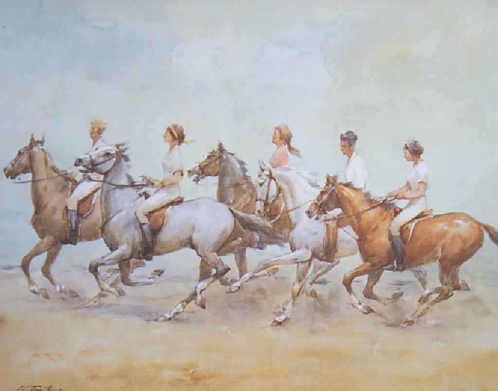 Wolfgang Tritt Vintage Watercolor "Riding in the Breeze" Wolfgang Tritt Vintage Watercolor "Riding in the Breeze"