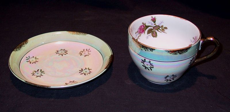 Iridescent Luster Cup and Saucer Father Sized Iridescent Luster Cup and Saucer Father Sized