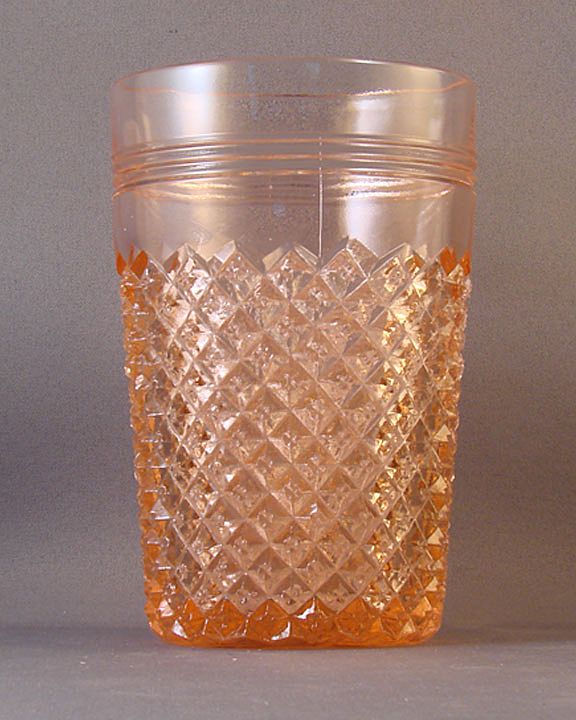 Pink Miss America Depression Glass Tumbler 10 oz. Flat Base from