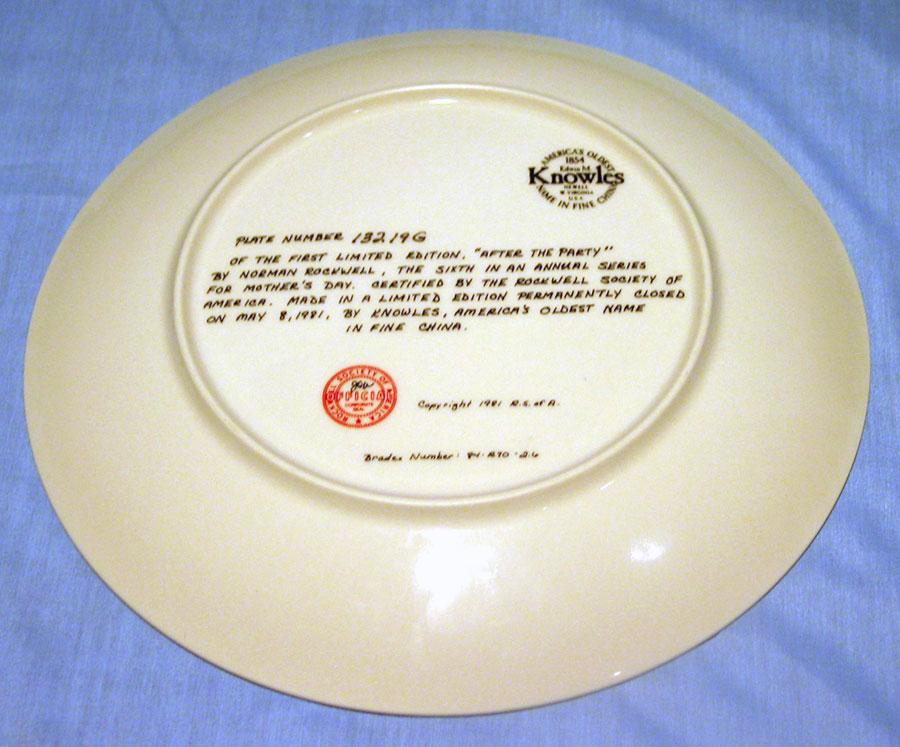 Normal Rockwell "After the Party" 1981 Mother's Day Collector Plate Normal Rockwell "After the Party" 1981 Mother's Day Collector Plate