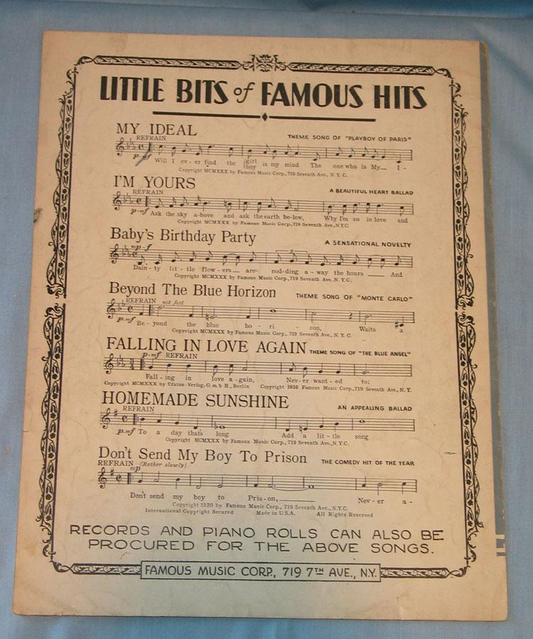 Sheet Music "When I Take My Sugar to Tea" c. 1931 Sheet Music "When I Take My Sugar to Tea" c. 1931