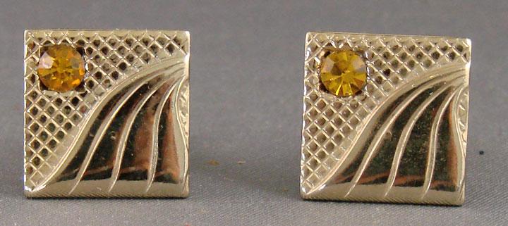 Gold Tone Cuff Links with Yellow Stones Gold Tone Cuff Links with Yellow Stones
