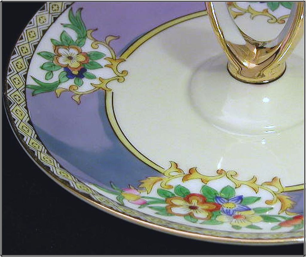 Noritake c1918 Blue Luster Floral Tidbit Tray, Handled Dish Noritake c1918 Blue Luster Floral Tidbit Tray, Handled Dish