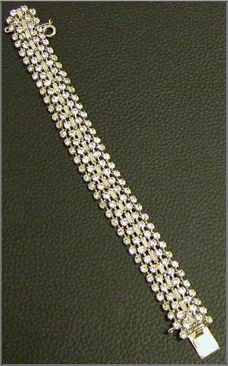 Vintage Rhinestone Bracelet, Sparkling Prong-Set Baguettes & Chatons Vintage Rhinestone Bracelet, Sparkling Prong-Set Baguettes & Chatons