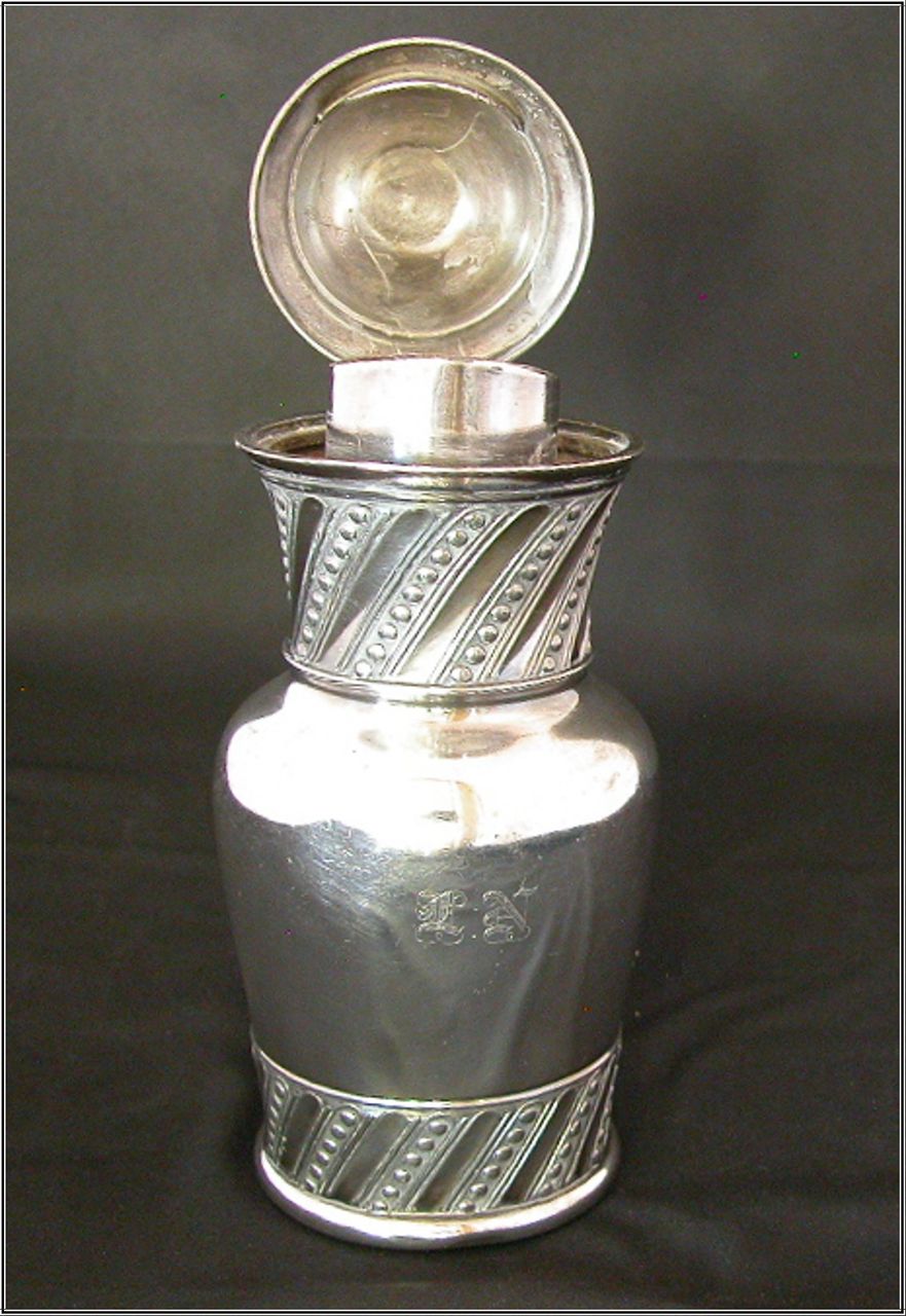 James Tufts Quad Silverplate Syrup Pitcher, Spiral Pattern James Tufts Quad Silverplate Syrup Pitcher, Spiral Pattern