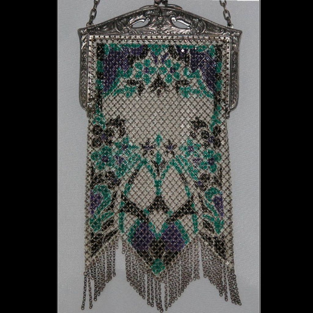 Art Deco Mandalian Mesh Purse, Blue and Turquoise Art Deco Mandalian Mesh Purse, Blue and Turquoise