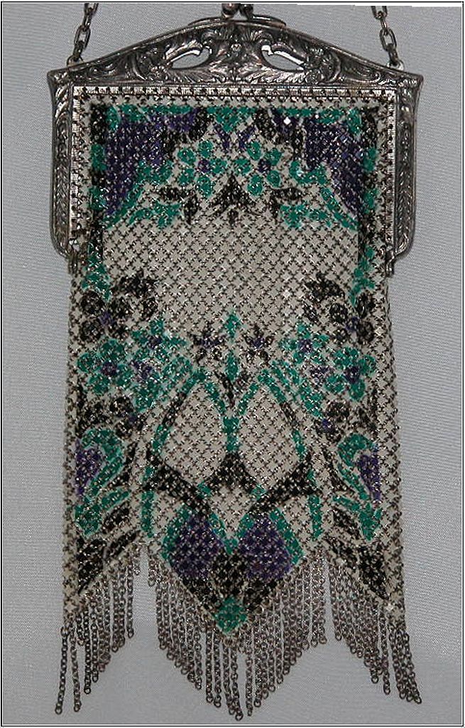 Art Deco Mandalian Mesh Purse, Blue and Turquoise Art Deco Mandalian Mesh Purse, Blue and Turquoise