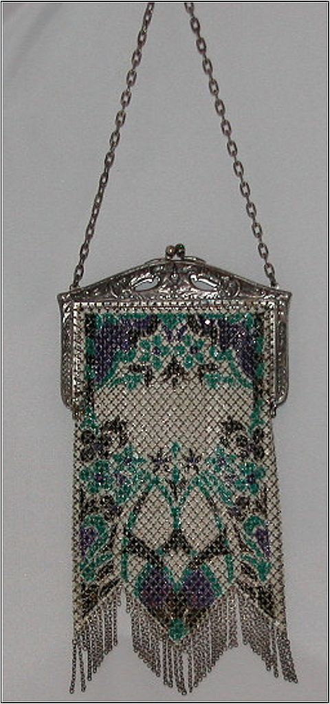 Art Deco Mandalian Mesh Purse, Blue and Turquoise Art Deco Mandalian Mesh Purse, Blue and Turquoise