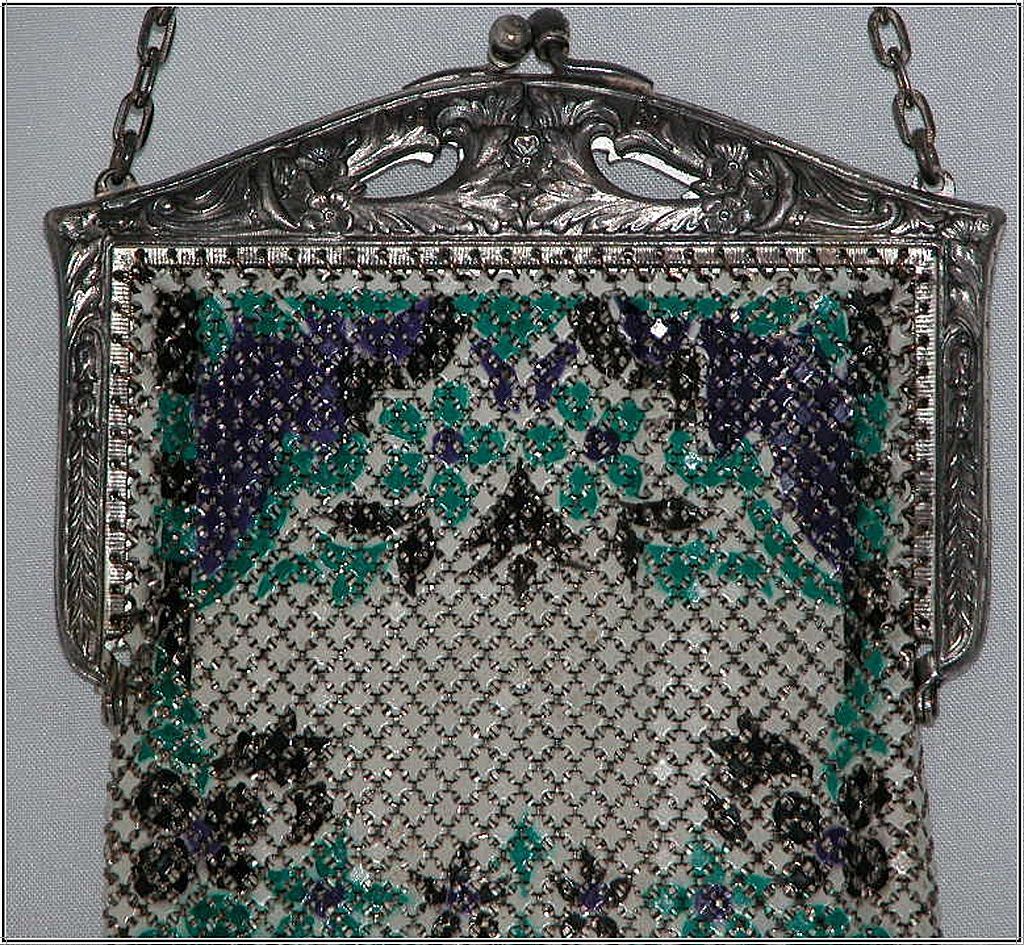 Art Deco Mandalian Mesh Purse, Blue and Turquoise Art Deco Mandalian Mesh Purse, Blue and Turquoise