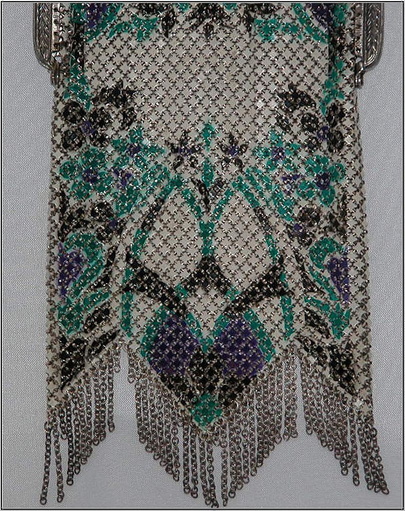 Art Deco Mandalian Mesh Purse, Blue and Turquoise Art Deco Mandalian Mesh Purse, Blue and Turquoise