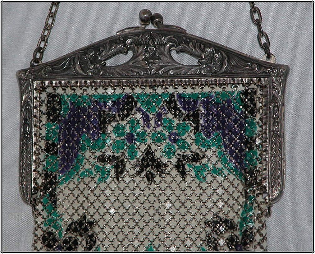 Art Deco Mandalian Mesh Purse, Blue and Turquoise Art Deco Mandalian Mesh Purse, Blue and Turquoise