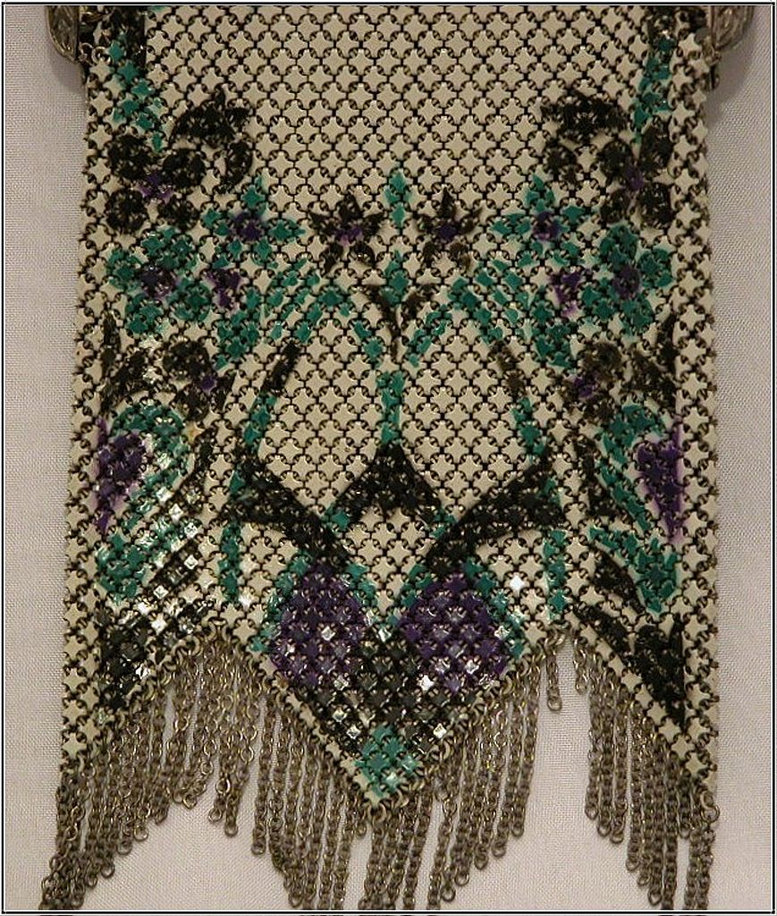Art Deco Mandalian Mesh Purse, Blue and Turquoise Art Deco Mandalian Mesh Purse, Blue and Turquoise