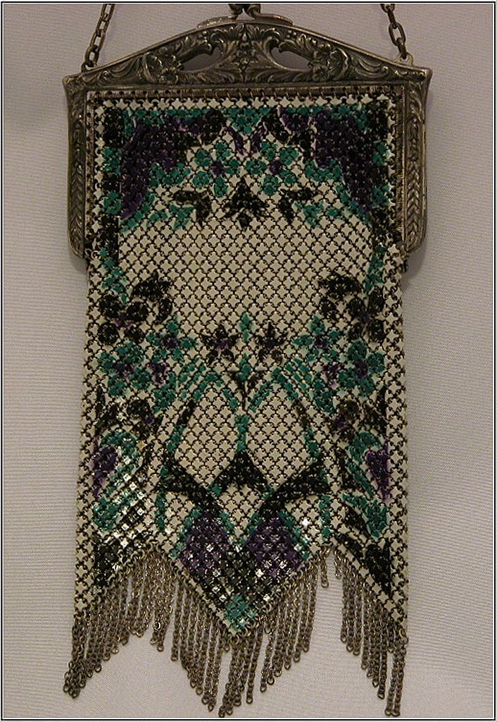 Art Deco Mandalian Mesh Purse, Blue and Turquoise Art Deco Mandalian Mesh Purse, Blue and Turquoise