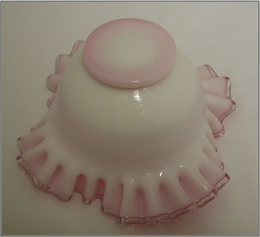 Vintage Fenton Peach Crest Square Crimp Bowl Vintage Fenton Peach Crest Square Crimp Bowl
