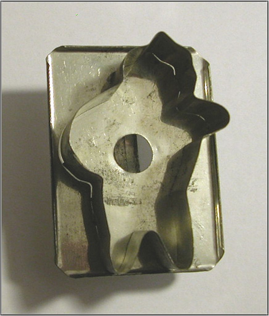 Early Tin Flat Back Cookie Cutter – Santa with Bag, 1800s Early Tin Flat Back Cookie Cutter – Santa with Bag, 1800s