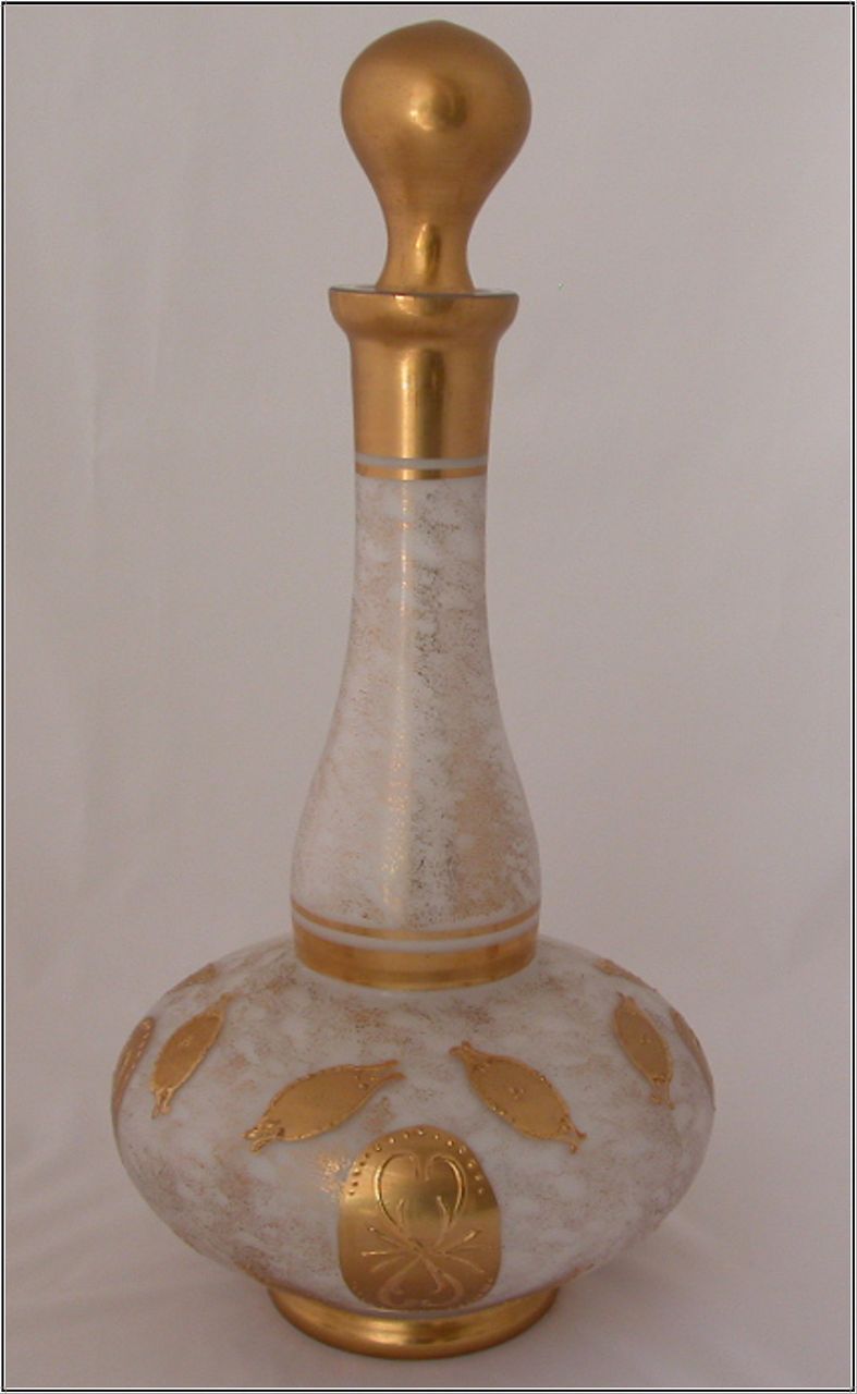 Imperlux Czech Cased Glass Decanter & Goblets, Czechoslovakia Imperlux Czech Cased Glass Decanter & Goblets, Czechoslovakia