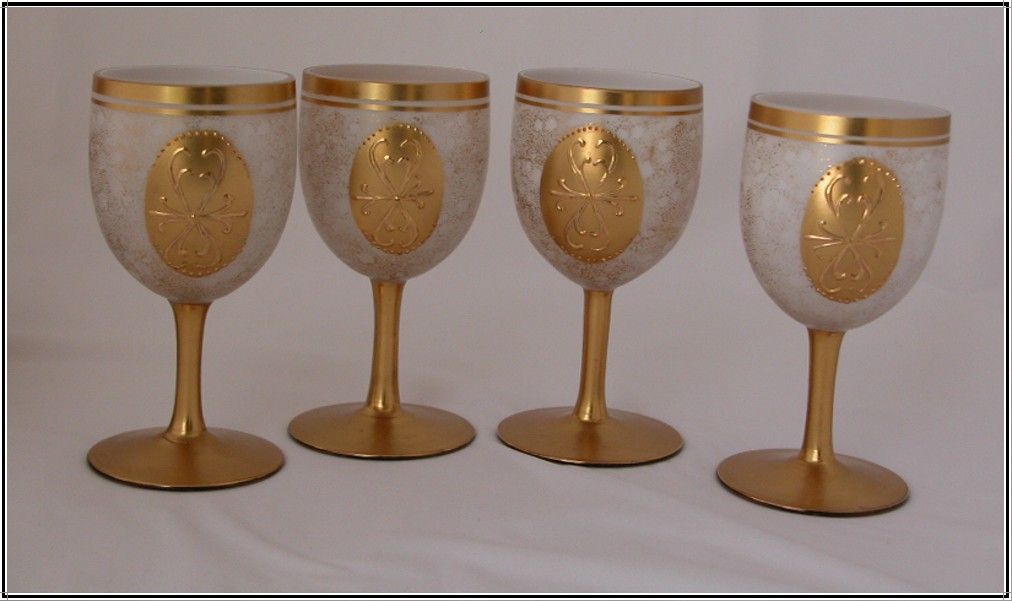 Imperlux Czech Cased Glass Decanter & Goblets, Czechoslovakia Imperlux Czech Cased Glass Decanter & Goblets, Czechoslovakia