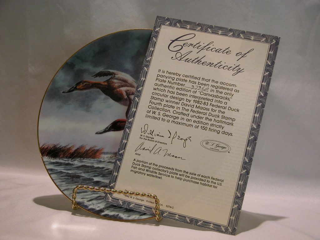 W S George `Canvasback' Collector Plate – Flying Ducks W S George `Canvasback' Collector Plate – Flying Ducks
