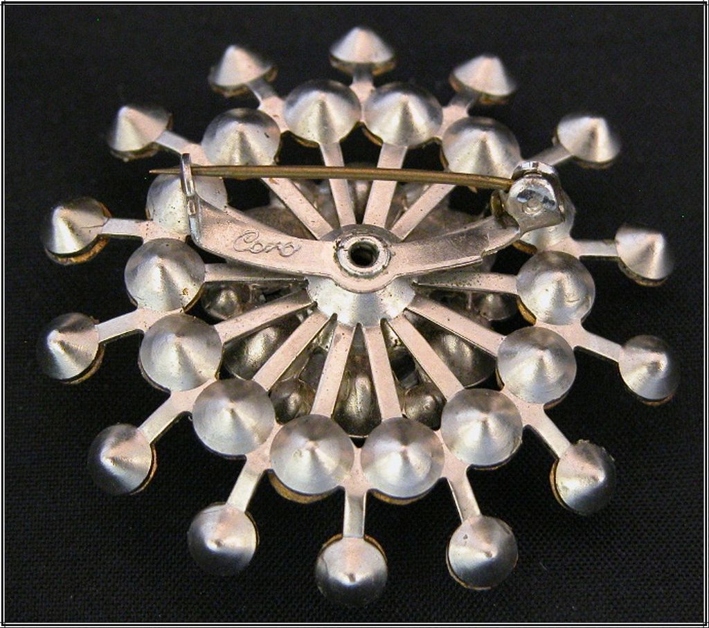 Early Coro Blue & Clear Rhinestone 3D Dimensional Pin Early Coro Blue & Clear Rhinestone 3D Dimensional Pin