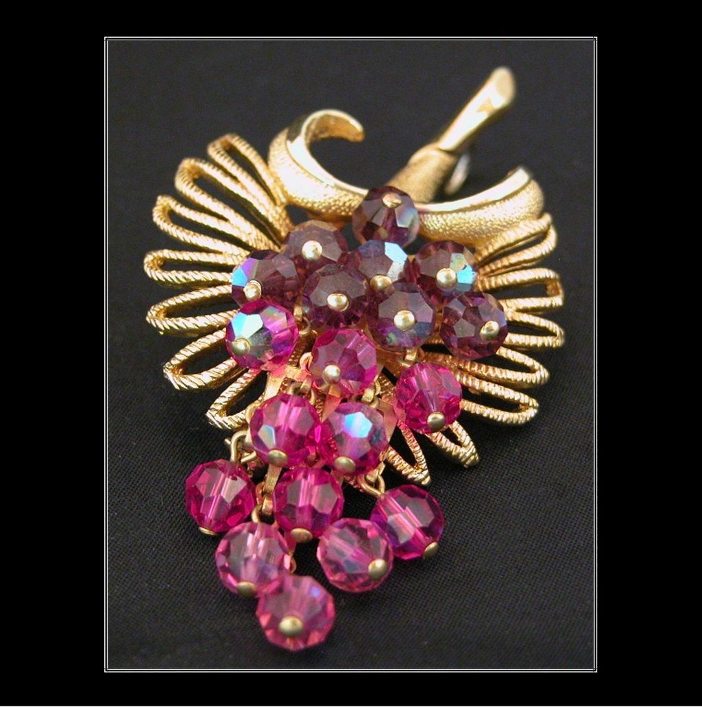 Park Lane Fuchsia Pink, Dangling Purple & Pink Crystals Park Lane Fuchsia Pink, Dangling Purple & Pink Crystals