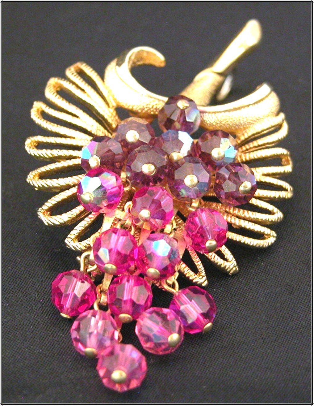 Park Lane Fuchsia Pink, Dangling Purple & Pink Crystals Park Lane Fuchsia Pink, Dangling Purple & Pink Crystals