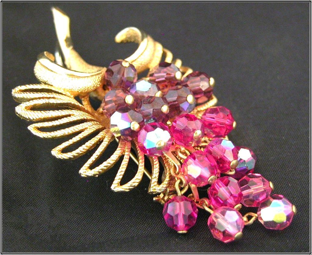 Park Lane Fuchsia Pink, Dangling Purple & Pink Crystals Park Lane Fuchsia Pink, Dangling Purple & Pink Crystals