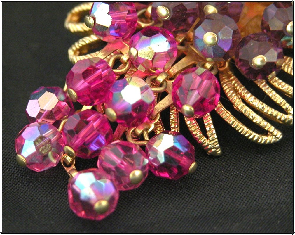 Park Lane Fuchsia Pink, Dangling Purple & Pink Crystals Park Lane Fuchsia Pink, Dangling Purple & Pink Crystals