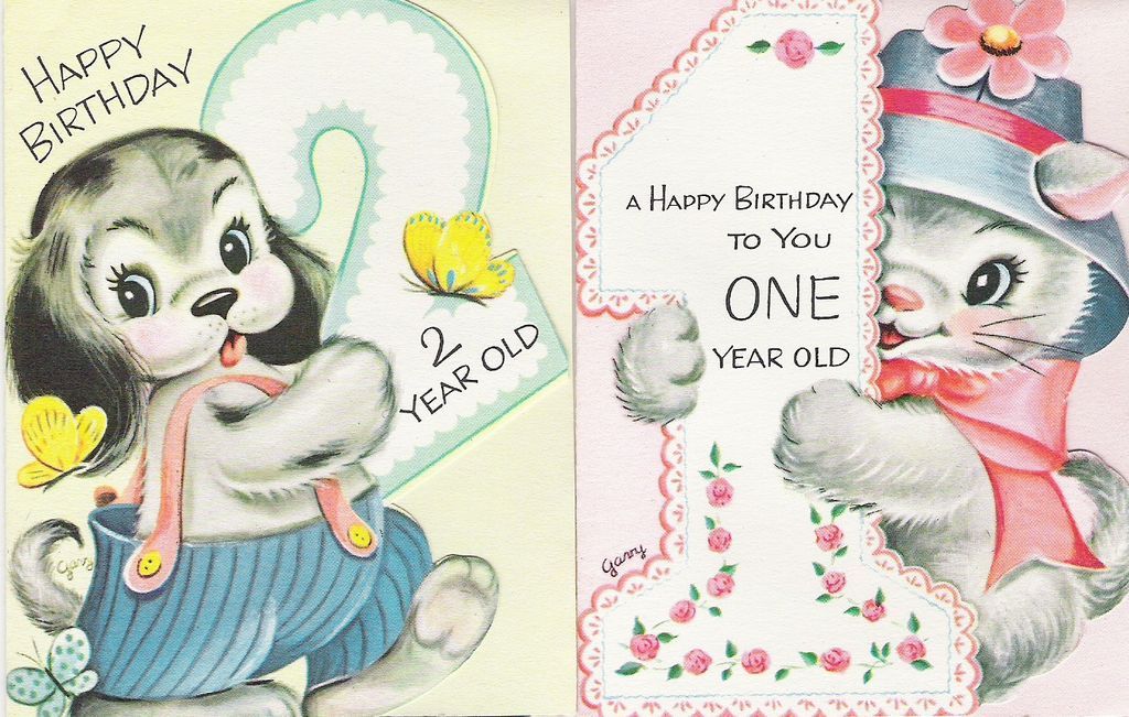 9 Vintage Child's Gibson-Norwalk Birthday Cards for Ages 1-6 9 Vintage Child's Gibson-Norwalk Birthday Cards for Ages 1-6