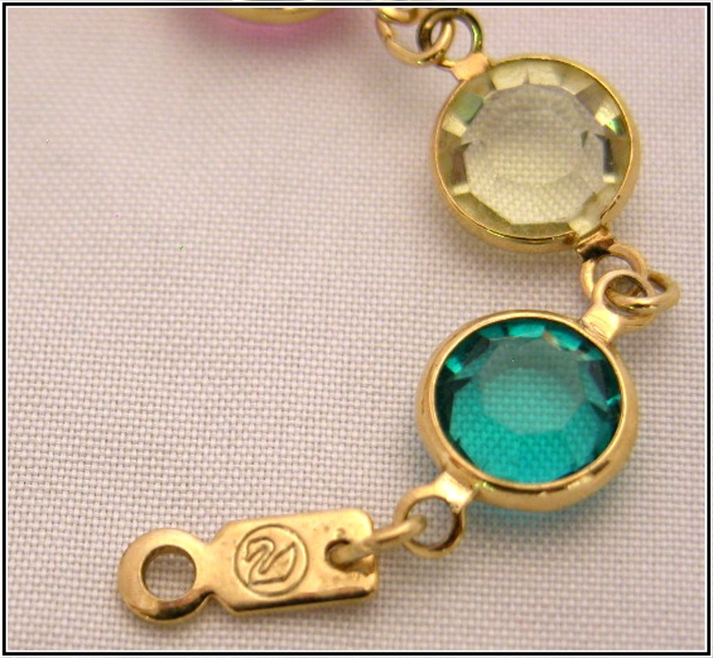 Vintage Swarovski Bezel Set Pastel Crystal Bracelet Vintage Swarovski Bezel Set Pastel Crystal Bracelet