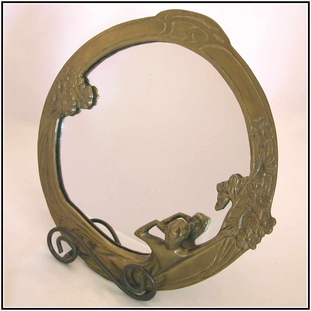 Vintage Art Deco Wall Mirror, Lady Admiring Her Reflection Vintage Art Deco Wall Mirror, Lady Admiring Her Reflection