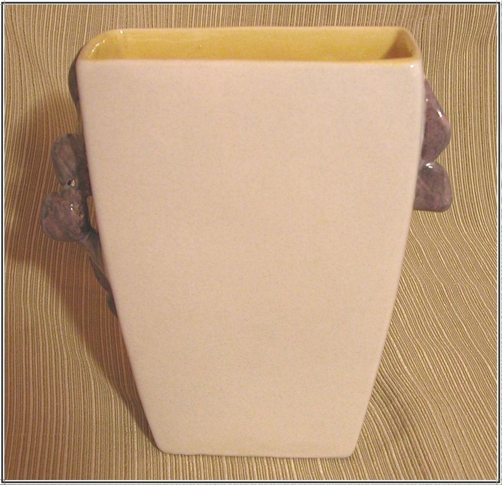 Red Wing Purple & Cream Deer Vase, Yellow Interior Red Wing Purple & Cream Deer Vase, Yellow Interior