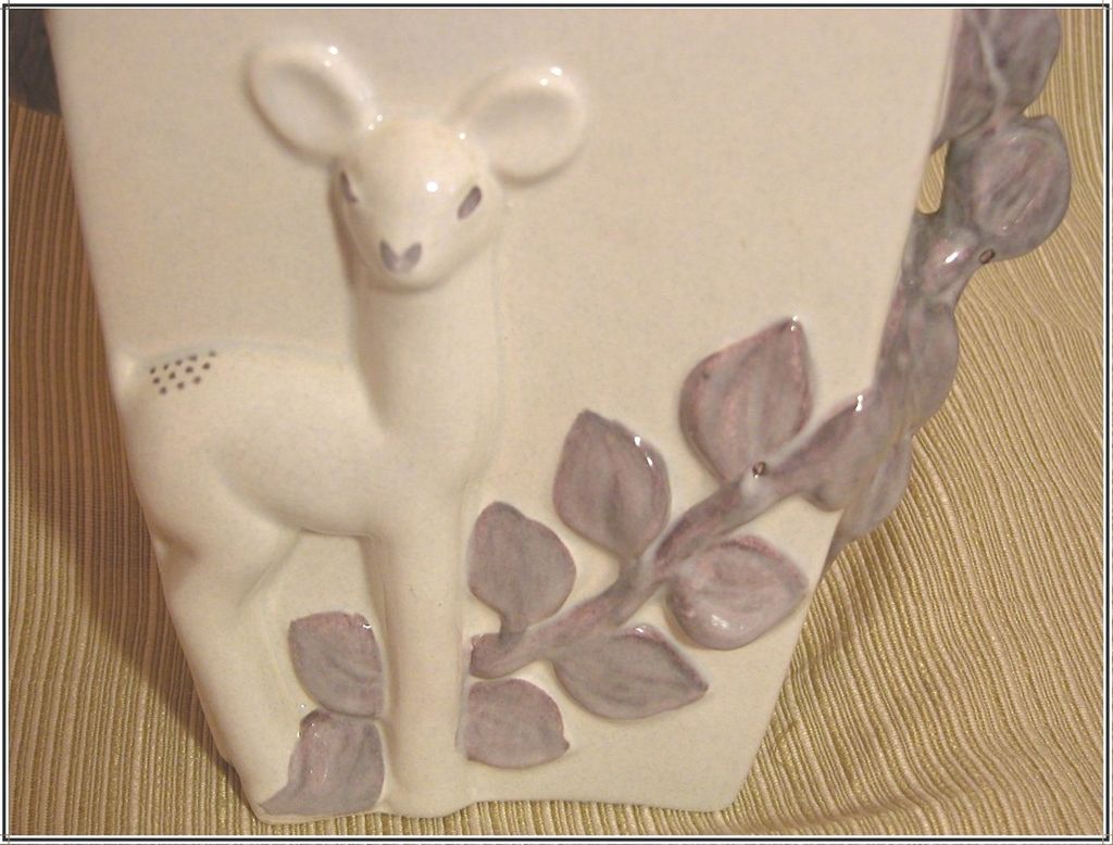 Red Wing Purple & Cream Deer Vase, Yellow Interior Red Wing Purple & Cream Deer Vase, Yellow Interior